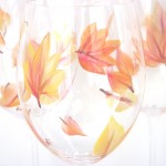 fall leaves painted glassware