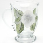 white lace flower coffee mug hand painted