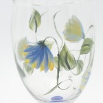 hand painted glass feather flower