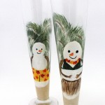 snowman hand painted glass