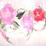 hand painted rose glass