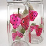 strawberry hand painted glass