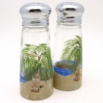 tropical palm tree hand painted glassware
