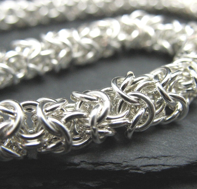 chainmaille necklace sterling silver roundmaille