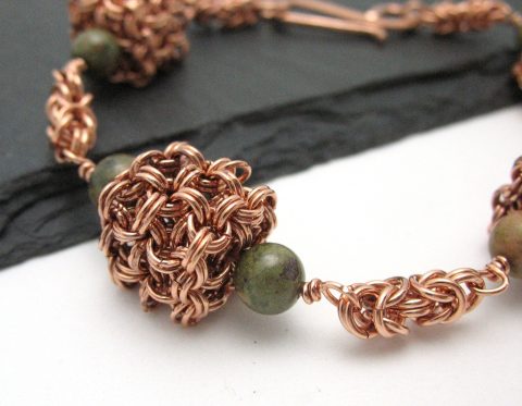 byzantine cubed copper chainmaille bracelet