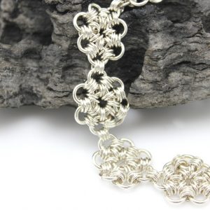 sterling silver chainmail daisy bracelet
