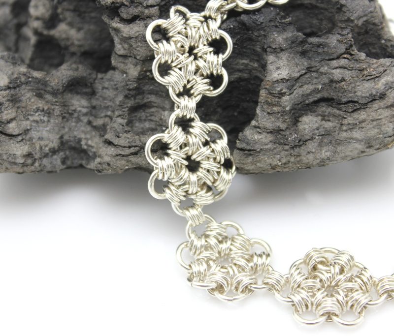 sterling silver chainmail daisy bracelet