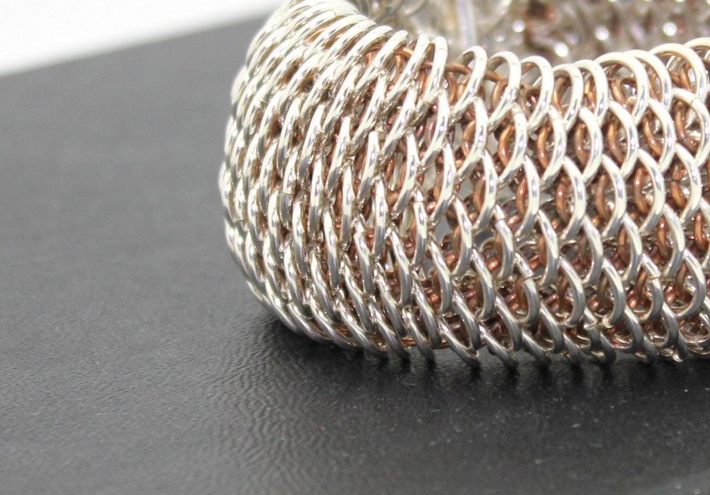 handmade sterling silver dragonscale chainmail bracelet