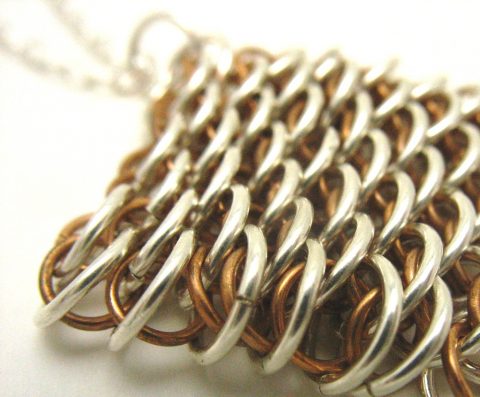 chainmail pendant sterling silver copper dragonscale